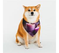 Dog Bandana Purple Lavender with Candles Dog Scarf Adjustable Pet Bandanas for Dogs Christmas Pets Scarf Triangle Bibs Kerchief Soft Breathable Puppy Bandana for Small Medium Large Cats Pet