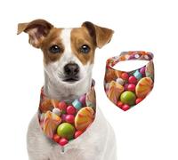 Dog Bandana Rainbow Candy Pet Scarf Adjustable Pets Bandanas Washable Double-Sided Pets Neckerchief Cotton Triangle Bib Dogs Scarfs Cats Scarves for Puppy Costume Accessories Small
