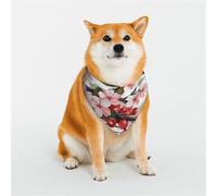 Dog Bandana Realistic Cherry Florals Dog Scarf Adjustable Pet Bandanas for Dogs Christmas Pets Scarf Triangle Bibs Kerchief Soft Breathable Puppy Bandana for Small Medium Large Cats Pet