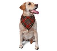 Dog Bandana Red And Blue Scottish Clan Tartan Triangle Handkerchief Comfortable Adjustable Triangle Bibs Scarves, For Small Medium Large Dogs, Party, Grooming, 70x30cm