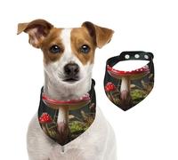 Dog Bandana Red and White Mushroom Pet Scarf Adjustable Pets Bandanas Washable Double-Sided Pets Neckerchief Cotton Triangle Bib Dogs Scarfs Cats Scarves for Puppy Costume Accessories Small