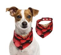 Dog Bandana Red Gold Flower Pet Scarf Adjustable Pets Bandanas Washable Double-Sided Pets Neckerchief Cotton Triangle Bib Dogs Scarfs Cats Scarves for Puppy Costume Accessories Medium