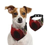 Dog Bandana Red Rose Wine Glass and Candle Pet Scarf Adjustable Pets Bandanas Washable Double-Sided Pets Neckerchief Cotton Triangle Bib Dogs Scarfs Cats Scarves for Puppy Costume Accessories Medium