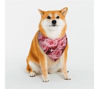 Dog Bandana Roses and Heart Dog Scarf Adjustable Pet Bandanas for Dogs Christmas Pets Scarf Triangle Bibs Kerchief Soft Breathable Puppy Bandana for Small Medium Large Cats Pet