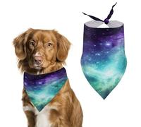Dog Bandana Spring Pet Scarf Adjustable Triangle Green Blue Purple Galaxy Printing Dog Bib Washable Polyester Puppy Bandana for Small Medium Large Dogs Cat Birthday Party Supplies