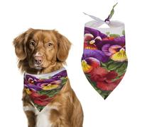 Dog Bandana Spring Pet Scarf Adjustable Triangle Pansy Perfection Printing Dog Bib Washable Polyester Puppy Bandana for Small Medium Large Dogs Cat Birthday Party Supplies