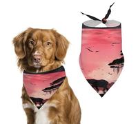 Dog Bandana Spring Pet Scarf Adjustable Triangle Pink Moon Elephant Printing Dog Bib Washable Polyester Puppy Bandana for Small Medium Large Dogs Cat Birthday Party Supplies