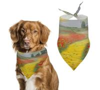 Dog Bandana Spring Pet Scarf Adjustable Triangle Poppies Field Yellow Brick Road Printing Dog Bib Washable Polyester Puppy Bandana for Small Medium Large Dogs Cat Birthday Party Supplies