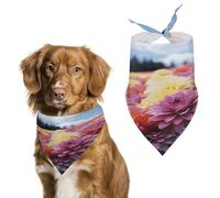 Dog Bandana Spring Pet Scarf Adjustable Triangle Rainbow Flower Sea Printing Dog Bib Washable Polyester Puppy Bandana for Small Medium Large Dogs Cat Birthday Party Supplies