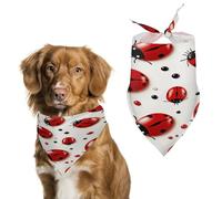 Dog Bandana Spring Pet Scarf Adjustable Triangle Red Ladybug Printing Dog Bib Washable Polyester Puppy Bandana for Small Medium Large Dogs Cat Birthday Party Supplies