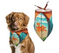 Dog Bandana Spring Pet Scarf Adjustable Triangle Surfboard on Wooden Printing Dog Bib Washable Polyester Puppy Bandana for Small Medium Large Dogs Cat Birthday Party Supplies