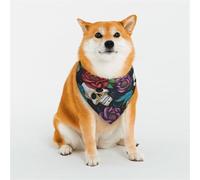 Dog Bandana Sugar Skull Flowers Dog Scarf Adjustable Pet Bandanas for Dogs Christmas Pets Scarf Triangle Bibs Kerchief Soft Breathable Puppy Bandana for Small Medium Large Cats Pet