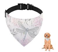 Dog Bandana With Collar Dragonfly With Flower For Large Dogs Medium Dogs Small Washable Adjustable Dog Scarf Reusable Accessories Accessories Grooming Parties And Daily Wear