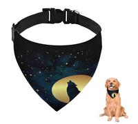 Dog Bandana With Collar Howling Wolf Moon Print For Large Dogs Medium Dogs Small Washable Adjustable Pet Scarf Reusable Dog Bib Accessories Grooming Parties And Daily Wear