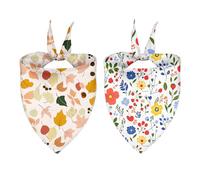 Dog Bandanas 2 Pack 4 Pattern Reversible Pet Bandana, Leaves Cherry Flower, Dog Triangle Scarf for Large Medium Small Dogs Pet
