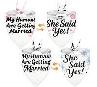 Dog Bandanas 2 Pack 4 Patterns, My Humans are Getting Married, She Said Yes, Engagement Gift, Dog Bandana Scarf Reversible for L M S Pet