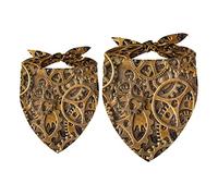 Dog Bandanas 2 Pack, Abstract Retro Steampunk Cogwheels Pet Scarf, Chiffon Bandanas Triangle Bibs Accessories for Small Medium Large Dogs Puppies Pets