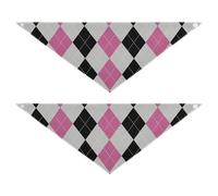 Dog Bandanas - 2 Pack Adjustable Pet Scarf for Boy and Girl Cute Pet Holiday Set for Dogs Cats Argyle Buffalo Plaid Tartan Check Scotland Black Peach