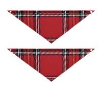 Dog Bandanas 2 Pack Adjustable Pet Scarf for Boy and Girl Cute Pet Holiday Set for Dogs Cats Buffalo Plaid Tartan Check Scotland Red Line