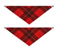 Dog Bandanas 2 Pack Adjustable Pet Scarf for Boy and Girl Cute Pet Holiday Set for Dogs Cats Red Buffalo Plaid Check Tartan Scotland