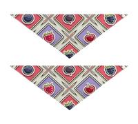 Dog Bandanas - 2 Pack Adjustable Triangle Bibs Kerchief Set Cute Pet Holiday Accessories Decor for Dogs Cats Berry Square Argyle Plaid Bright