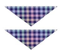 Dog Bandanas 2 Pack Adjustable Triangle Bibs Kerchief Set Cute Pet Holiday Set for Dogs Cats Pastel Rainbow Buffalo Plaid Check Tartan Scotland Navy