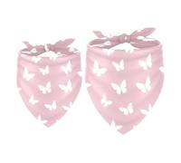 Dog Bandanas 2 Pack Pink and White Butterfly Pet Scarf, Color299 | Lightweight Sheer Chiffon Dog Bandanas - Cute Print, Breathable, Soft & Fade-Proof. 2 Sizes, Suitable for Dogs, Cats to Use