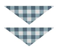 Dog Bandanas - 2 Pack Snap Button Dog Breed Bib Cute Pet Holiday Accessories Decor for Dogs Cats Checkered Design Buffalo Plaid Tartan Check Scotland Blue
