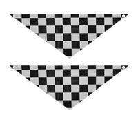 Dog Bandanas - 2 Pack Snap Button Soft Dog Scarf Cute Pet Accessories for Dogs Cats Black and White Square Scotland Buffalo Plaid Tartan Check