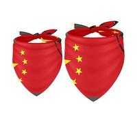 Dog Bandanas 2 Pack, Triangle Pet Scarf, Sheer Chiffon Fabric, Bandana for Small Medium Large Dogs and Cats, China Flag Stamp