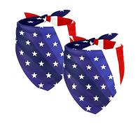 Dog Bandanas 2 Pack, Triangle Pet Scarf, Sheer Chiffon Fabric, Bandana for Small Medium Large Dogs and Cats, Blue White Stars Red Stripes Modern
