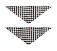 Dog Bandanas 2 Pack Unique Shape Adjustable Fit Bib Handkerchief Cute Pet Holiday Accessories Decor for Dogs Cats Houndstooth Black Buffalo Plaid Tartan Check Scotland