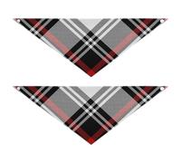 Dog Bandanas 2 Pack Unique Shape Adjustable Fit Pet Scarf for Boy and Girl Cute Pet Holiday Accessories Decor for Dogs Cats Happy Valentine's Day Hearts Scotland Buffalo Plaid Tartan Check Black Red