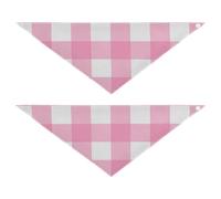 Dog Bandanas - 2 Pack Unique Shape Adjustable Fit Triangle Bibs Kerchief Set Cute Pet Accessories for Dogs Cats Gingham Pastel Peach White Scotland Buffalo Plaid Tartan Check