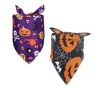 Dog Bandanas, 2-Piece Halloween Set - Triangle Scarf for Small, Medium, Large Dogs & Cats - Festival Dress Up Accessories (Color-1)