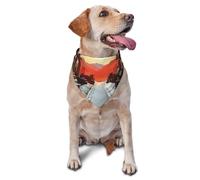 Dog Bandanas, A dreamlike town Full Print Pet Scarf, Adjustable Breathable Bandana for Small Medium Large Dogs, Independence Day Costume Accessory