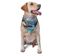 Dog Bandanas,A sci-fi style landscape Breathable Pet Scarf, Adjustable Washable Polyester Bandana for Small Medium Large Dogs and Cats, Soft Daily Fashion & Photo Prop Accessory for Boy Girl Puppy