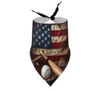 Dog Bandanas Baseball Glove America Flag (1) Puppy Pet V-Neck Bibs Scarf Triangle Adjustable Kerchief Accessories for Small Medium Large Puppy Cat