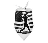 Dog Bandanas Baseball Player with America Flag Puppy Pet V-Neck Bibs Scarf Triangle Adjustable Kerchief Accessories for Small Medium Large Puppy Cat