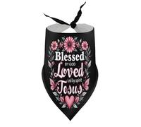 Dog Bandanas Blessed by God Loved Led by Spirit Jesus Floral Puppy Pet V-Neck Bibs Scarf Triangle Adjustable Kerchief Accessories for Small Medium Large Puppy Cat
