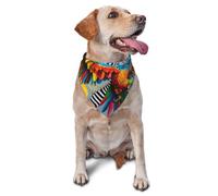 Dog Bandanas, Colorful feathers Full Print Pet Scarf, Adjustable Breathable Bandana for Small Medium Large Dogs, Independence Day Costume Accessory
