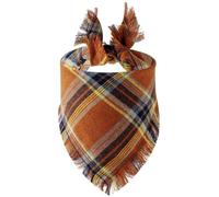 Dog Bandanas, Cotton Plaid Dog Scarfs Washable Triangle Pet Bibs Kerchief for Puppy Small Dogs Medium Large Dogs,Orange Yellow