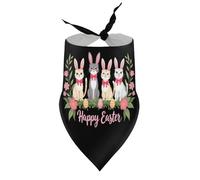 Dog Bandanas Cute Easter Bunny Cats with Eggs and Flowers Puppy Pet V-Neck Bibs Scarf Triangle Adjustable Kerchief Accessories for Small Medium Large Puppy Cat
