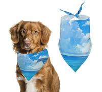 Dog Bandanas Dolphins Jumping Blue Sky Dog Scarf Bib Kerchief For Pets Large: 70 * 30 CM