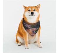 Dog Bandanas Double-Sided Printed Pet Scarves for Boys and Girls Perfect for Spring, Easter and Birthdays Sunset Mountain Forest