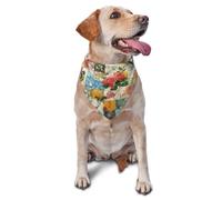 Dog Bandanas, Exciting bird's-eye panoramic view Full Print Pet Scarf, Adjustable Breathable Bandana for Small Medium Large Dogs, Independence Day Costume Accessory