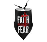 Dog Bandanas Faith Over Fear Cross Religious Christian Puppy Pet V-Neck Bibs Scarf Triangle Adjustable Kerchief Accessories for Small Medium Large Puppy Cat