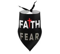 Dog Bandanas Faith Over Fear Inspirational Cross 1 Puppy Pet V-Neck Bibs Scarf Triangle Adjustable Kerchief Accessories for Small Medium Large Puppy Cat