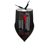 Dog Bandanas Faith Over Fear Red Cross America Flag 1 Puppy Pet V-Neck Bibs Scarf Triangle Adjustable Kerchief Accessories for Small Medium Large Puppy Cat