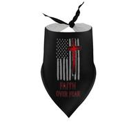 Dog Bandanas Faith Over Fear Red Cross America Flag 2 Puppy Pet V-Neck Bibs Scarf Triangle Adjustable Kerchief Accessories for Small Medium Large Puppy Cat